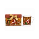 Xicara papai noel 420ml vermelho branco com caixa dinatale