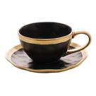 Xícara Para Chá Preto E Dourado Com Pires Dubai 200ml Mesa Posta Porcelana