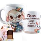 Xícara Páscoa Caneca Coelho Porcelana Personalizada com Frases Infantil 325ml