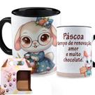 Xícara Páscoa Caneca Coelho Porcelana Personalizada com Frases Infantil 325ml