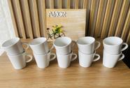 Xicara Porcelana 120ml Café Chá Canecas Branca Kit com 10 Peças