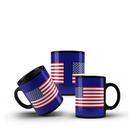 Xícara Preta Porcelana Bandeira Estados Unidos 325ml 1 Unidade + Caixinha