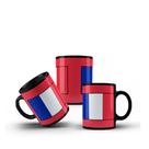 Xícara Preta Porcelana Bandeira França 325ml 1 Unidade + Caixinha