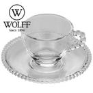 Xícaras Café Wolff Pearl Transparente 80ml com Pires para Mesa Posta