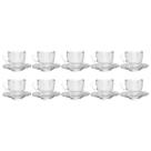 Xícaras Chá e Café Vidro 220mL Transparente C/ Pires - 10un Xícaras Chá e Café Vidro 220mL Transparente C/ Pires - 10un