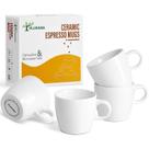 Xícaras de café expresso, conjunto de 4 xícaras de porcelana Hlukana, brancas
