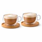 Xicaras Vidro Duplo 140ml Com Pires Caneca Parede Dupla 2un