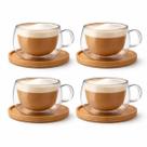 Xicaras Vidro Duplo 140ml Com Pires Caneca Parede Dupla 4un