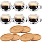Xicaras Vidro Duplo Com Pires Caneca Parede Dupla 6 Un 150ml