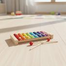 Xilofone Brinquedo Musical MDF Xilofone Educativo Infantil Musica Diversão Alegria Colorido