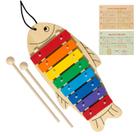 Xilofone MUSICUBE de madeira em forma de peixe para bebê com 2 marretas Xilofone MUSICUBE de madeira em forma de peixe para bebê com 2 marretas