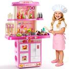XINNOVEL Conjunto de Cozinha Infantil, Cozinha de Brinquedo para Crianças com Som e Luz, Pia de Brinquedo com 46 Peças de Comidinhas e Acessórios de Cozinha, Brinquedos de Cozinha para Meninos e Meninas de 3 a 6 Anos