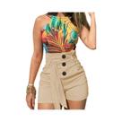 Y2K Solid Button Front Shorts Tie Cintura Praia Verão Shorts de cintura alta Roupas femininas Y2K Solid Button Front Shorts Tie Cintura Praia Verão Shorts de cintura alta Roupas femininas