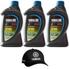 Yamalube TCW3 2 Tempos Óleo Náutico Premium Kit 03 Litros Mais Boné