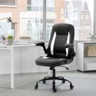 YAMASORO Cadeira Escritório Ergonômica Lombar de Apoio Cadeira Giratória com Rodas e Apoio de Braço Flip-up