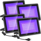 YANYCN 200W LED Black Light Flood, pacote com 4 unidades, IP66, impermeável, 120 V