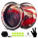 YOYOSTUDIO X0312 Fingerspin Trick Yoyo Professional Responsive Yoyo para crianças de 8 a 12 anos, Yo yo yo que não responde para crianças e adultos, kit de metal com kit de rolamentos, 10 cordas de ioiô, estojo e luva preto, vermelho, prata YOYOSTUDIO X0312 Fingerspin Trick Yoyo Professional Responsive Yoyo para crianças de 8 a 12 anos, Yo yo yo que não responde para crianças e adultos, kit de metal com kit de rolamentos, 10 cordas de ioiô, estojo e luva preto, vermelho, prata