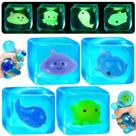 YVBBHE Kit com 4 Cubos Azuis Brilhantes com Vida Marinha para Alívio do Estresse
