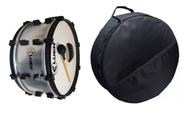 Zabumba Prata 20x18" Dupla Afin Pele Leitosa+PAD+Capa Extra