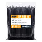 Zip Ties Albo Black 30 cm, pacote 1000, 22 kg, resistência à tração