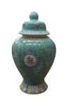 01 de Vaso de Porcelana Chinesa Pintado a Mão na Cor Verde