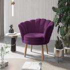 01 Poltrona Decorativa Pétala Escritório Sala Recepção Veludo Roxo - Visalar