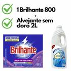 01 Sabão em Pó Brilhante 800g + 01 Alvejante sem Cloro 2 L Envio Imediato