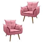 02 Cadeiras Opala Decorativa Área de Lazer Quarto Rosa