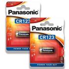 02 Pilhas Bateria CR123A 3v Panasonic 2 Cartelas