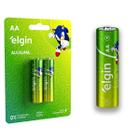 02 Pilhas Baterias AA Elgin Alcalina 2A Pequena 1 Cartela