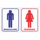 02 Placa Sinalização Banheiro Feminino E Masculino 25x15 COR:FUNDO BRANCO