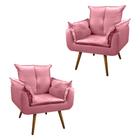 02 Poltronas Cadeira Opala Área de Lazer e Gourmet Suede Rosa - Lemape