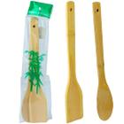 02 Talheres Pegadores Bambu Colheres Espatula Comida Cozinha - FREECOM