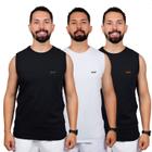 03 Camiseta Regata Masculina Cavada Canelada Camisa de Academia Treino Tecido Com Elastano Fresco Sol