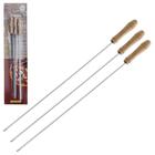 03 Espetos Espada 40Cm Para Churrasco De Metal Cabo Madeira - Zein importadora