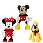 03 Pelúcias Mickey Minnie e Pluto 45cm