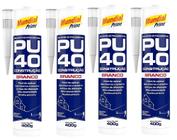 04 Cola Selante Poliuretano Pu 40 Branco Vedação Janela 400g