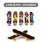 04 Fingerboard Skate De Dedo Mini Profissional Com Lixa