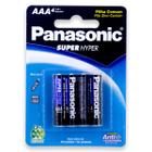 04 Pilhas Baterias AAA Panasonic Zinco Carvão 3A Palito 1 Cartela