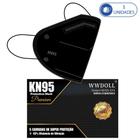 05 Unidades de Máscaras Kn95 Premium Pretas WWDoll para Proteção com Clipe de Nariz