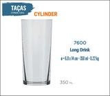 06 Copos Cylinder 320ml - Tubo Long Drink