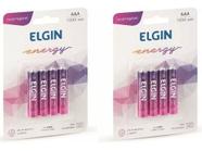 08 Pilhas Recarregável Elgin Aaa 1000mah 02 Blister C/4 Unid