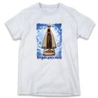 1 Camiseta Personalizada Nossa Senhora Aparecida Fundo Azul Céu