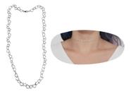 1 Choker Colar Corrente Fio Coração Prata 925 40 Cm