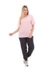 1 KIT Feminino de 2 peças- Camiseta Oversized Rosa e Calça Esportiva