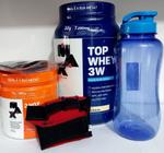 1 Kit max titanium -  top whey 3W sabor baunilha + 2hot sabor tangerina + luva + garrafa