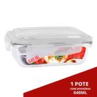 1 Marmita de Vidro 640ML c/ Divisória e Tampa Hermética