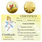 1 Moeda Fada Do Dente Leite Tooth Fairy + 1 Certificado Dentinho Bebe Baby Colorida mod06