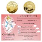 1 Moeda Fada Do Dente Leite Tooth Fairy + 1 Certificado Dentinho Bebe Baby Dourado mod01