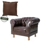1 Poltrona Chesterfield Duque + 1 Almofada Corano Marrom sala de estar/Recepção